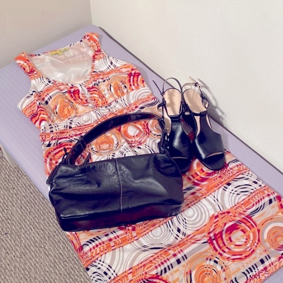 Twist brand Circles 100% cotton tangerine & white print sleeveless dress size 6 - Picture 9 of 9